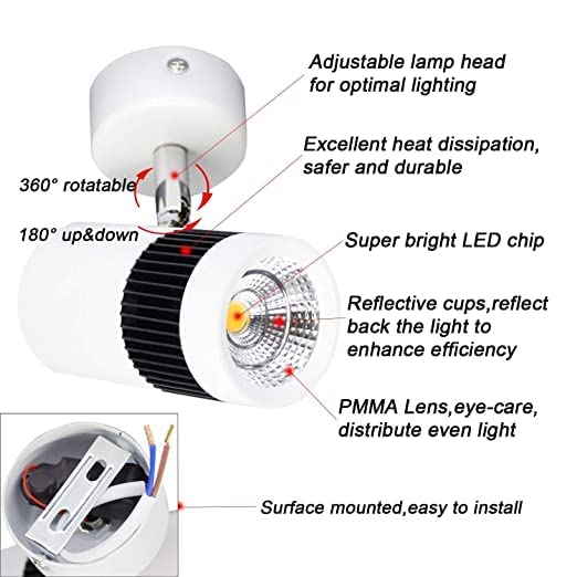 Jackal® LED 9 Watts Indoor Ceiling Spot Light/Focus Light/Wall Light (Colour - Warm White) | Flexibly Rotatable Light Head | Perfect for Kitchen, Living Room & Malls – (6 Months Warranty) (Pack of 6) 1
