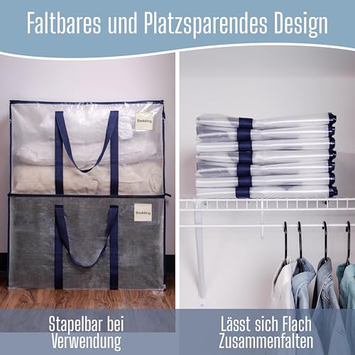 VENO 102L Lot de 4 Sac Déménagement grand avec Couvercle et Poignées Renforcées, Sac de Rangement Vêtement Résistant, Alternative aux Cartons Déménagement, Sacs de Voyage (Transparent, Lot de 4) - 8