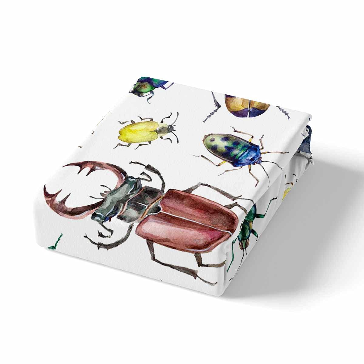 Feelyou Insect Bed Sheet Set Ladybug Beetle Bedding Entomology Sheets for Kids Boys Girls 1 Fitted Sheet with 1 Pillowcase Twin