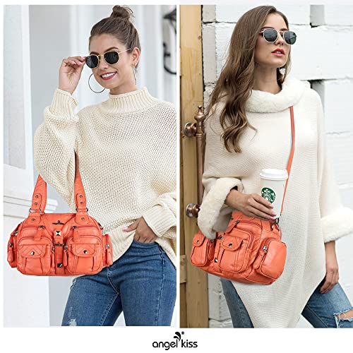 Image of Angel Kiss Hobo Crossbody Purses for Women Shoulder Bag Multipocket Soft Hobo Purses Removable Strap Leather Handbags