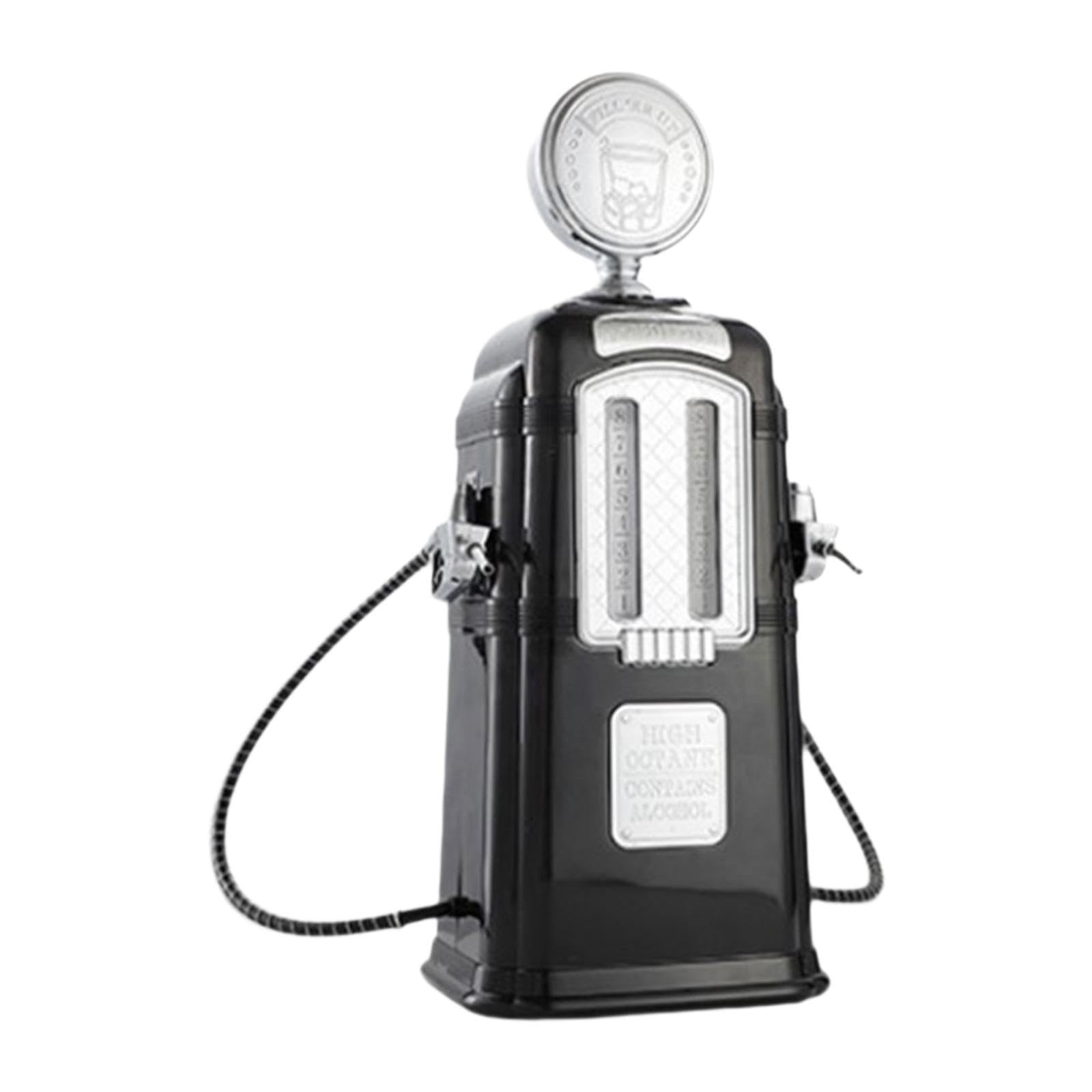 Pump Liquor Dispenser Mini Bier Getränkespender Alkohol Zapfanlage Gasstation Retro Design Aus Stabilem Pp für Hausbar Feiern Partys Männerzimmer, Schwarz