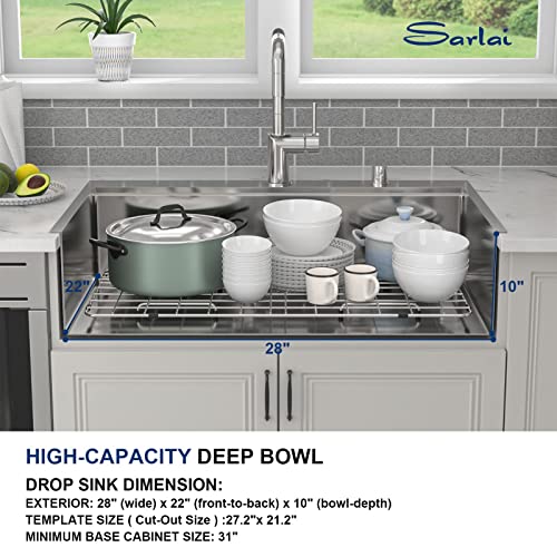 28 Drop Kitchen Sink Workstation - Sarlai 28 "X 22" Kitchen Sink Stainless Steel 16 Gauge Ledge Workstation Sink Drop-In Topmount Single Bowl Single Bowl Sink #TOP4
