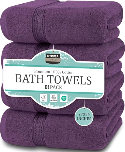 Utopia Towels - 4er-Pack Badetücher Set Premium 100% ringgesponnene Baumwolle 69 x 137 cm Handtücher, sehr saugfähig, weiches Gefühl Duschtücher (Grau)
