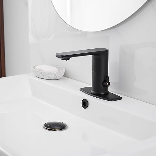 Miniatura 8 de BWE Grifo con sensor negro sin contacto comercial automático con movimiento manos libres para baño y cocina con caja de control y grifo mezclador de