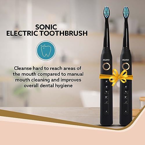 AGARO COSMIC + COSMIC PLUS Sonic Electric Tooth Brush For Adults With 5 Modes, 8 Brush Heads, Interdental Head, Carry Case & Rechargeable With 4... - Image 3