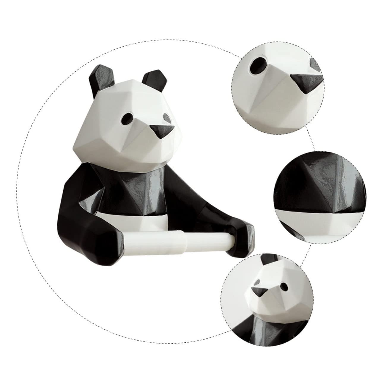 Gadpiparty Kreativer Panda Geformter Weißer Toilettenpapierhalter aus Kunstharz mit Einfacher Montage und Aufbewahrung für Badezimmer Wandmontage