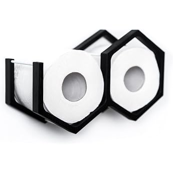 Personalised Wooden Honeycomb Toilet Roll Holder Bathroom Shelf Black