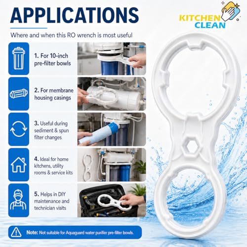 Image of Kitchen Clean 2 in 1 Multifunction RO Wrench /Opener | Water Filter Cartridge Spanner | 10 Inch Pre Filter Bowl and Membrane Housing Casing Water Purifier - 1 Pc