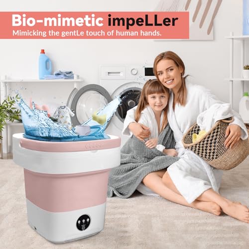 EURCRBU Portable washing machine,Mini Washer, 12L upgraded large capacity foldable Washer, 3 Modes Timing Cleaning, for Socks, Baby Clothes, Towels and Small Items - Pink