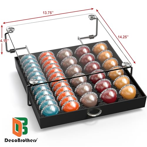 Deco Brothers Crystal Tempered Glass Vertuo Pod Holder Drawer, 30 Large or 60 Small Nespresso Capsule Organizer, Black by Deco Brothers - Image 3