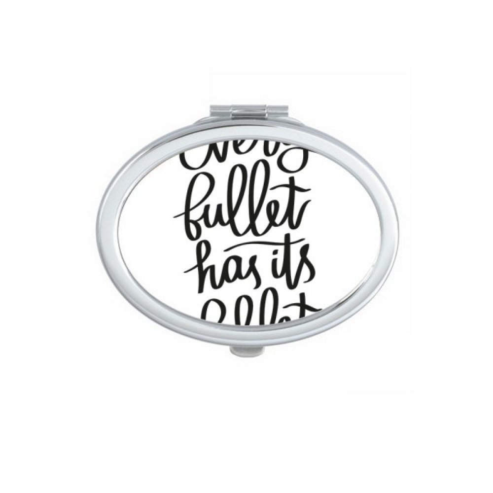 Miroir compact portable ovale de poche avec citation motif mignon petit accessoire maquillage