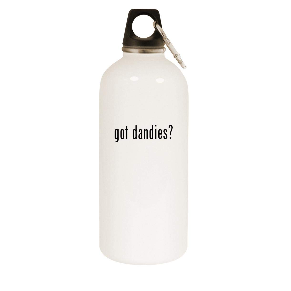 got dandies? - 20oz Stainless Steel White Water Bottle with Carabiner, White