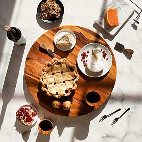 Villa Acacia Lazy Susan - 22 Inch Round Wooden Turntable Organizer For Table, Cabinet Or Pantry - Kitchen Essentials For Serving & Storage #TOP2
