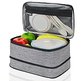 Lunch Bag For Men & Women,Expandable Bag Fo Lunch Box,Canvas Small Lunch Bag With Multiple Layers Of