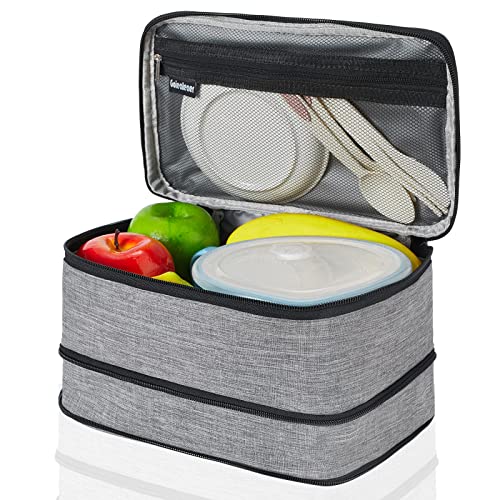 Lunch Bag For Men & Women,Expandable Bag Fo Lunch Box,Canvas Small Lunch Bag With Multiple Layers Of Handheld Insulated Lunch Bag,11*7 Inch Keep Food Stay Cold/Warm For 6 Hours,Grey Adult Lunch Bags #TOP15