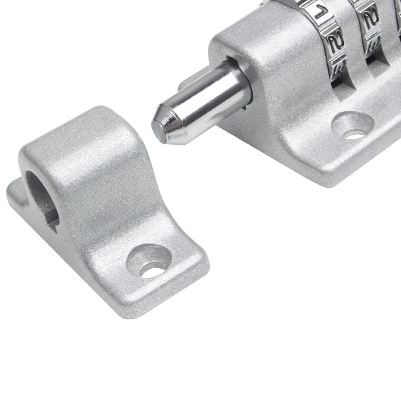 WANGCL Bullone di bloccaggio a combinazione a 4 cifre scorrevole con serratura scorrevole resistente in acciaio inossidabile da 120 mm con viti anti-manomissione (argento