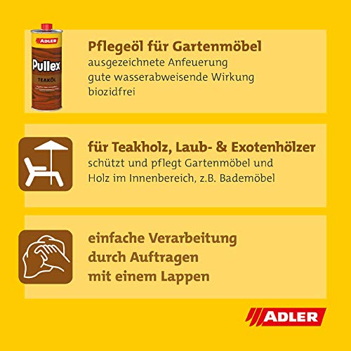 ADLER Pullex Teaköl Holzöl Innen & Außen Farbe Teak Braun 250ml
