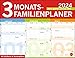 Produktbild 3-Monats-Familienplaner 2024. Familienkalender mit 3 Monats-Übersicht. Praktischer Familien-Wandkalender mit viel Platz zum Eintragen. 44 x 34 cm