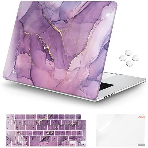 iCasso Compatible with MacBook Air 15 inch Case 2023 Release M2 Chip Model A2941 with Touch ID Retina Display, Plastic Laptop Hard Shell Case + Keyboard Cover + Screen Protector (Art Brown)