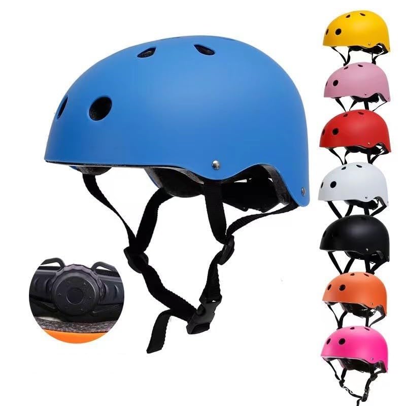 Multifunctional Sports Helmet for Kids & Adults โ Adjustable, Ventilated Safety Helmet for Cycling, Skateboarding, Inline Skating, Balance Bikes, and Ice Skating (Blue, M(52-57cm))