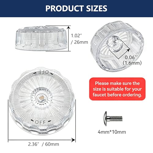 1 Set Acrylic Shower Handle Replacement Temperature and Volume Control Faucet Handle for MXT11 Clear Shower Temp Valve Handles Compatible with Mixet Bathtub Hot Cold Temperature Control Part - Thumbnail 2