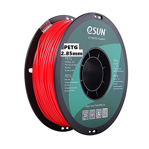 eSUN 3D 3mm PETG Solid Red Filament 1kg (2.2lb), PETG 3D Printer Filament, Actual Diameter 2.85mm +/- 0.05mm, Solid Opaque Red