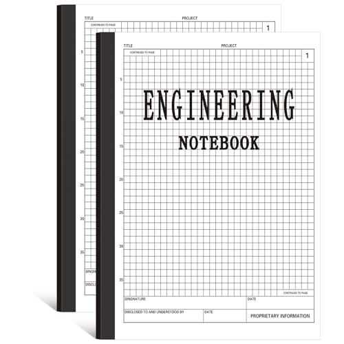 Carnet d'ingénierie quadrillé Motiskyy lot de 2 pour résoudre vos calculs et dessins techniques