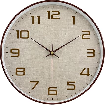 Mabpedo Woodgrain Wall Clock, Silent Non Ticking Wall Clocks Battery Operated 8 Inch, Linen Texture Large Mabpedo Woodgrain Wall Clock, Silent Non Ticking Wall Clocks Battery Operated 8 Inch, Linen Texture