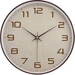 Mabpedo Woodgrain Wall Clock, Silent Non Ticking Wall Clocks Battery Operated 8 Inch, Linen Texture photo Mabpedo Woodgrain Wall Clock, Silent Non Ticking Wall Clocks Battery Operated 8 Inch, Linen Texture