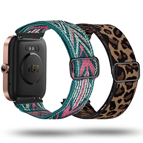 smaate Elastic Watchband ONLY for ID206, Compatible with ID206 JIKKO AOKESIFIT Cubitt Yamay and Doogee CS2 Pro 1.69inch smartwatch, Adjustable Stretchy Nylon Sport Loop Replacement, Fabric Strap for Women Men