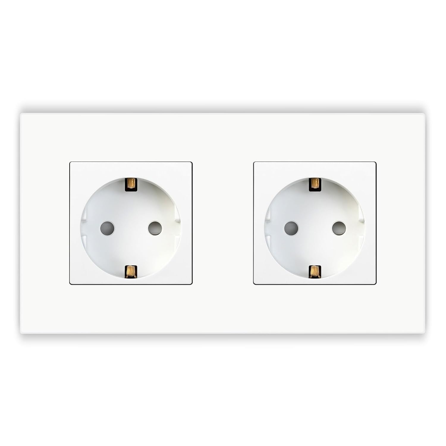 EU Standard Single Wall Power Socket Double Electrical Outlets White Black PC Plastic Panel Kids Protection 16A 110V-250V(Double White)