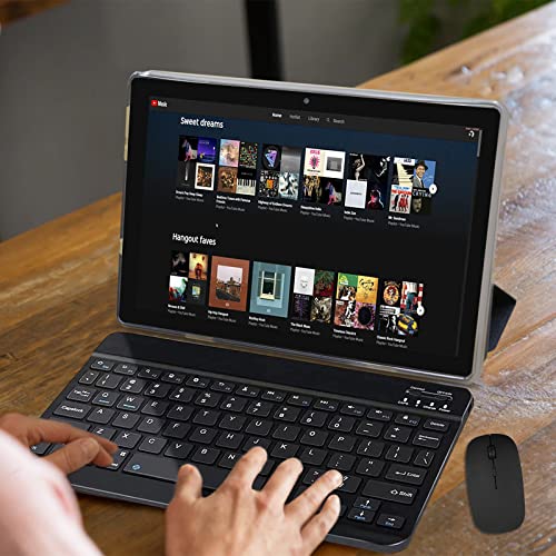 Novojoy Tablet 10.1 Inch Android 11 Os, 2 In 1 Tablets, 64Gb Rom+4Gb Ram, 8Mp Camera, Quad Core Processor, 6000Mah Battery, 1280 * 800 Fhd, Include Keyboard, Mouse, Case, Stylus, Tempered Film #TOP4