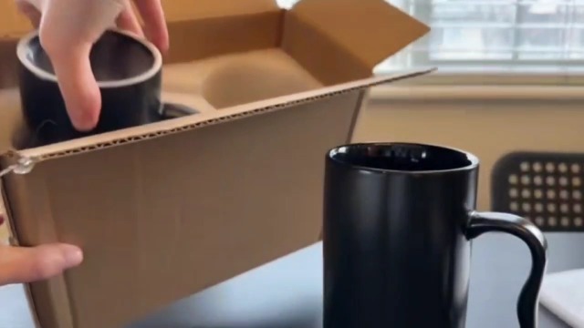 Mugs cerámicos grandes 20 oz set x2 color negro miniatura 7