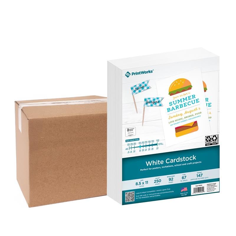 Papier cartonné blanc 30,4 kg Printworks rigide pour une impression parfaite