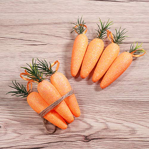 Luoem 20Pcs Easter Artificial Carrots Foam Glitter Powder Simulation Carrots Vegetables Home Kitchen Festival Decoration #TOP6
