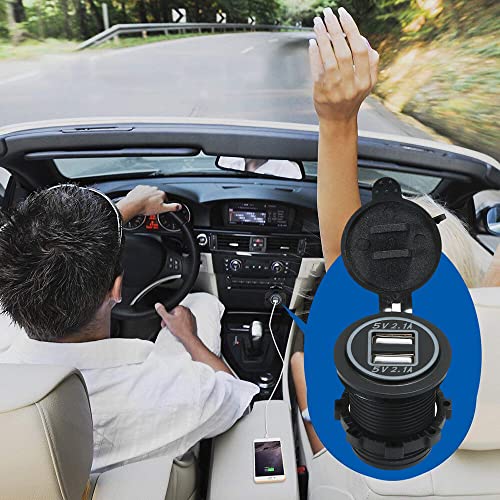 lifcasual Soquete carregador USB duplo 12V tomada à prova d'água 5V/4.2A LED indicador para carro R