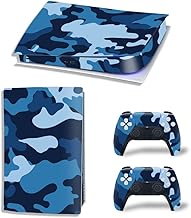 SKINOWN Vinilo adhesivo para consola Playstation PS5 edición digital y controladores, color azul camuflaje