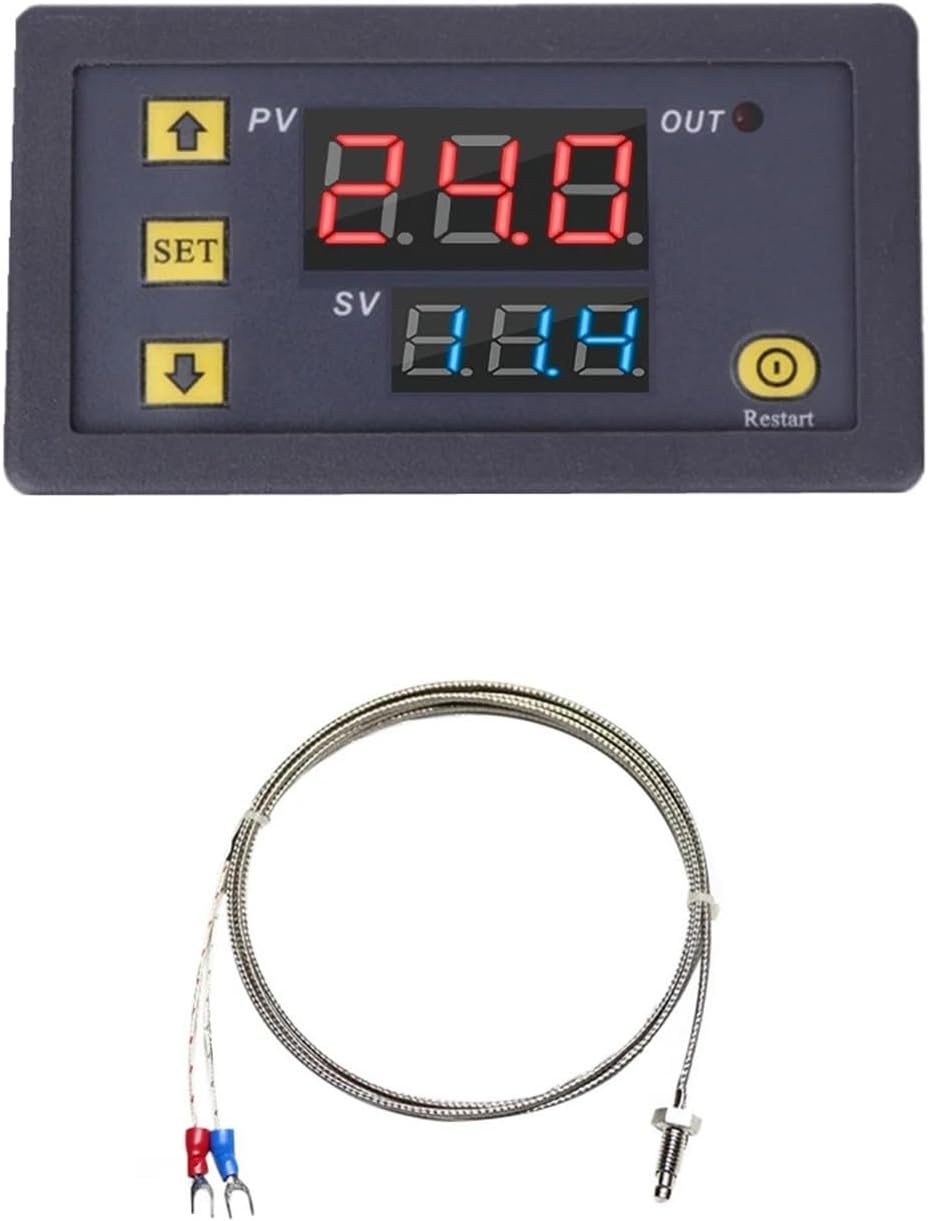 DC 5V 12V 24V AC110V 220V K-Type Digital Temperature Controller -60~500 Degree Probe Thermocouple Sensor Embedded Thermostat(DC12V)