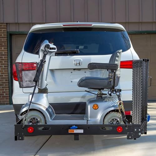 Silver Spring SC500-V3 折りたたみ式スチールスクーターと車いすキャリア スロープ付き