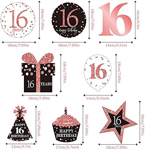 Blulu 30 Count 16th Birthday Party Decorations, 16th Birthday Party Rose Gold Hanging Swirls Ceiling Decorations Shiny Foil Swirls for 16th Birthday Decorations 16 Years Old Party Supplies