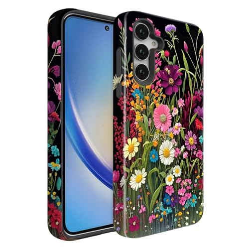 BSMOSPER Compatible for Samsung Galaxy A36 5G Case, Dual Layer Heavy Duty 2 in 1 Shockproof Protective Phone Case,Beautiful Wildflowers