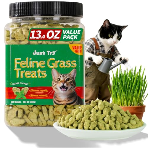 Just Try Cat Grass Treats Hairball Remedy for Cats Added Vitamin D&E 380g