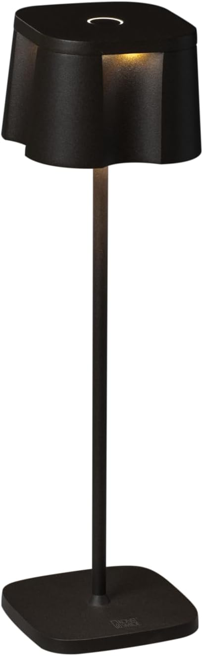 Konstsmide Nice Table Lamp, Black, Indoor/Outdoor, USB Table Lamp, Aluminium, 2 Light Colours, 3 Light Modes, Battery Life up to 20 Hours, 10 cm (L)/10 cm (W)/36 cm (H)