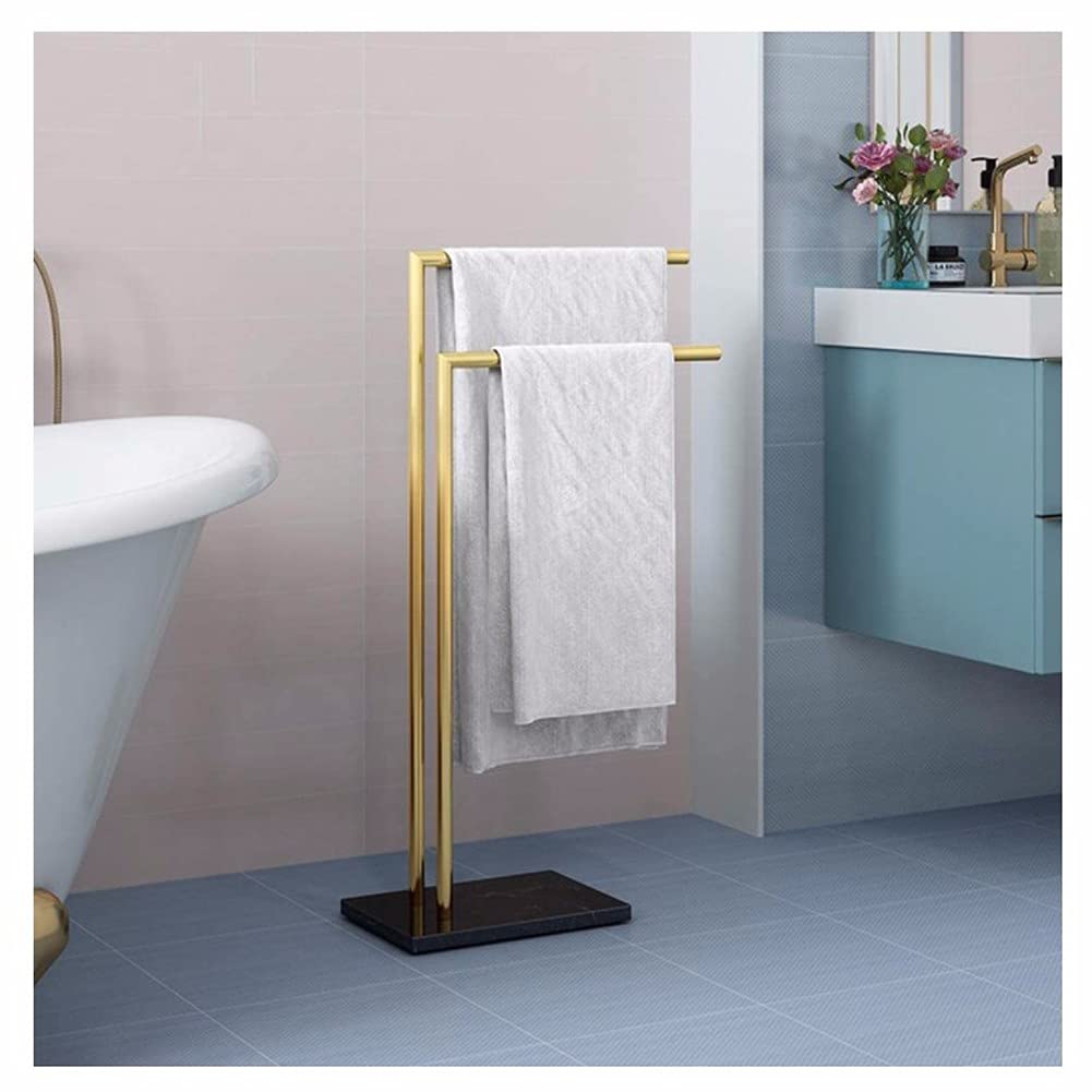 Porta Asciugamani Da Terra KOKOSIRI Nero – In Acciaio Inox Con Base In Marmo, Altezza 40 Cm, Stabile E Salvaspazio Per Bagno E Cucina (THS0002-SM-BK). - 3