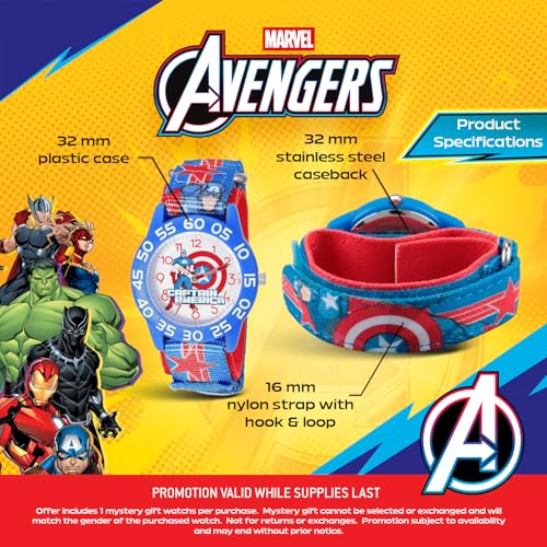 Montre Captain America avec bracelet nylon bleu résistant