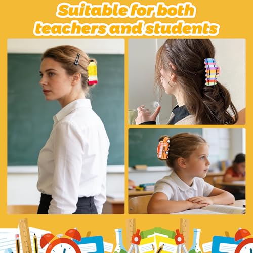 4 pinzas para cabello con diseño de profesores y escuela miniatura 3