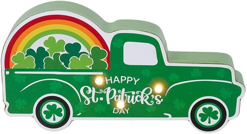Valentine's or St Patrick's LED Lighted Pink or Green Truck - Happy St. Patrick's Day