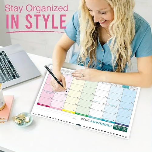 boct wall calendar 2025-2026 - includes july 2025 to december 2026-18 monthly daily planner 13 x 96 inches julian dates for new year christmas gifts