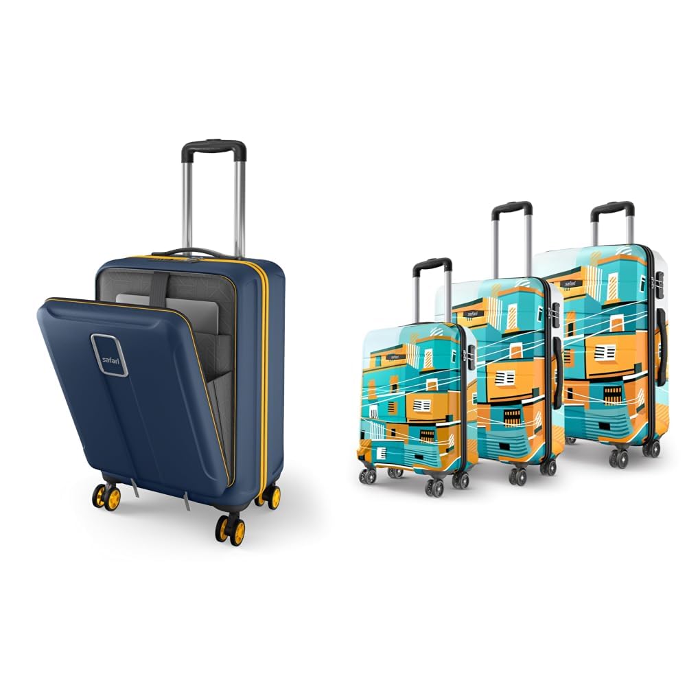 safari Cabin Trolley Bag with Laptop Compartment, Hardside Polycarbonate Small (55cm) Suitcase | + Oasis 55, 65 & 77 Cms Polycarbonate Trolley Bag, Printed Cabin 8 Wheels Spinner Travelling-picture-21