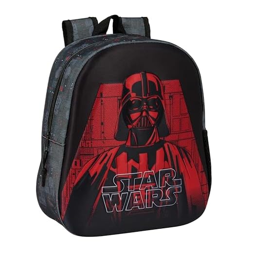 STAR WARS - Mochila Escolar, con Diseño 3D, Adaptable a Carro, Ideal para Niños de Diferentes Edades, Cómoda y Versátil, Calidad y Resistencia, 27x10x33 cm, Color Negro